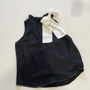 JCrew 100% silk black blouse with bow embellishment